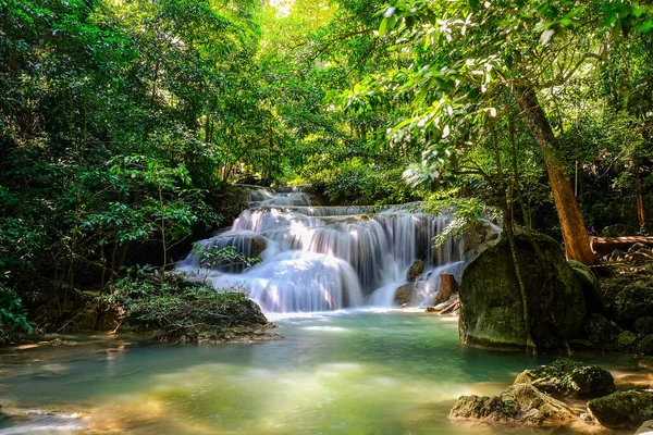 Erawan Vízesés Emelet Nemzeti Park Thaiföld — Stock Fotó