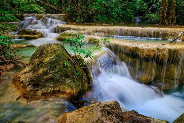 Erawan Waterfall Floor National Park Таїланд — стокове фото