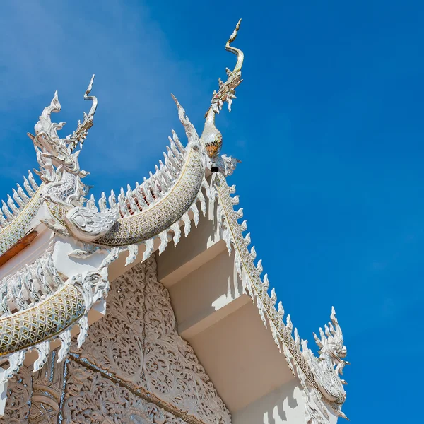 Silver Sanctuary, Gable apex in temple roof , Chiangmai Province — Stock Photo, Image