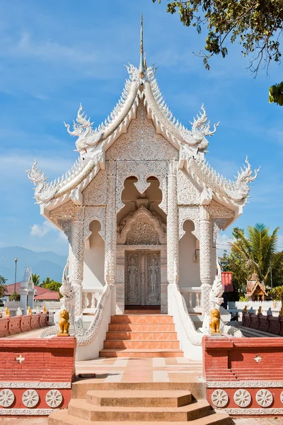 Silver Sanctuary, Gable apex in temple roof, Chiangmai Province — стоковое фото