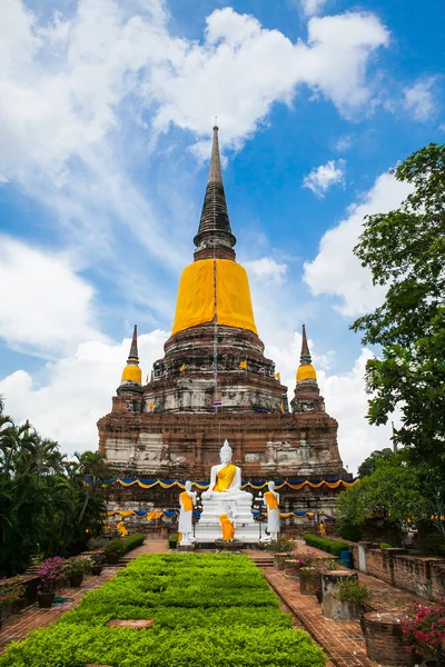 Grande immagine di buddha in ayutthaya antica città, Thailandia — Foto Stock