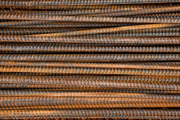 Metal texture pattern of rusty rebars — Stock Photo, Image