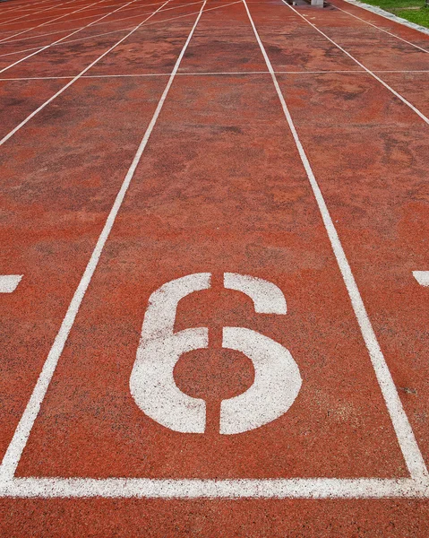 Lane athletics track number 6. — Stock Photo, Image