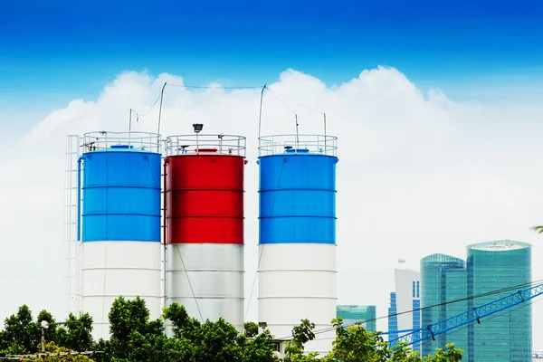 Three cement feeders at cement plant — Stock Photo, Image