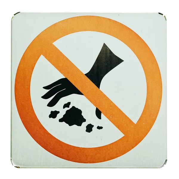 Не бросать мусор предупреждающий знак — стоковое фото