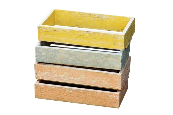 Caja de madera vieja aislada en blanco —  Fotos de Stock