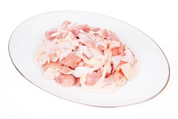 Chicken, cut into pieces on a white background. — Stock Photo, Image