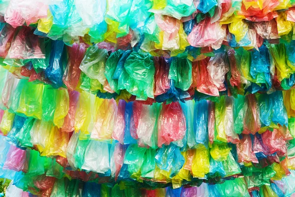 Crumpled garbage bag then put into a beautiful background. — Stock Photo, Image