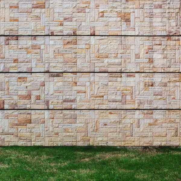 Nowoczesne formy powierzchni skalne ściany i trawy. — Zdjęcie stockowe