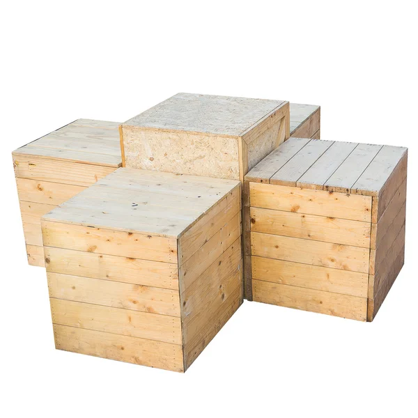 Caja de madera vieja aislada sobre fondo blanco —  Fotos de Stock