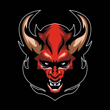Kızgın agresif çizgi film şeytan kafa spor logosu şablonu