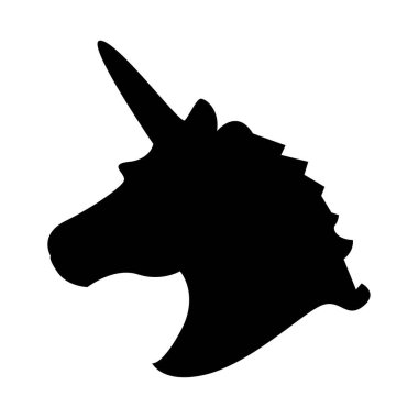 Beyaz arkaplanda vektör düz tek boynuzlu at silueti