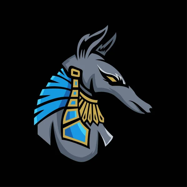 Anubis Esport Oyun Logosu Taşıyıcı Şablonu Modern Baş Anubis Logo — Stok Vektör