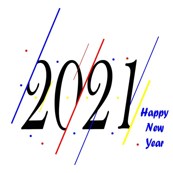 2021 Happy New Year Greeting Card Words Happy New Year — Stock Vector