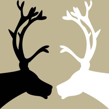 siyah ve beyaz logo, simge, iki geyik kafası tasarımı