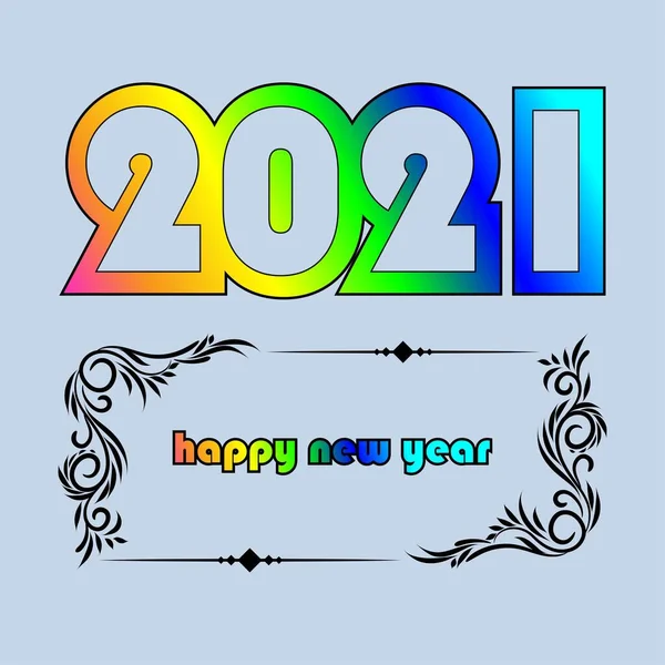 Mobile2021 Happy New Year Greeting Card Words Happy New Year — Stock Vector