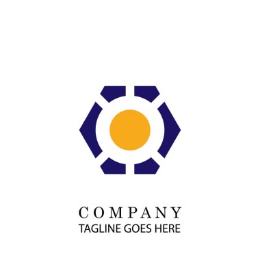 Simge sembolü, basit renkli tasarım kavramına sahip teknoloji yuvarlak logosu