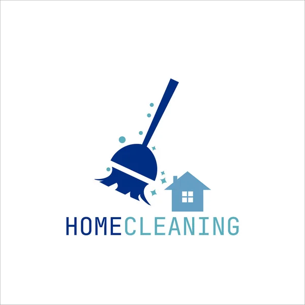 Simple Home Cleaning Service Logo Icon Design Idea Creative Eco — Stock Vector