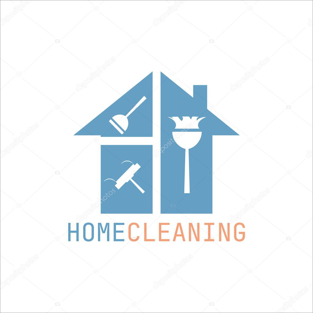 Simple home cleaning service logo and icon design idea. Creative Eco symbol template. Building and Home