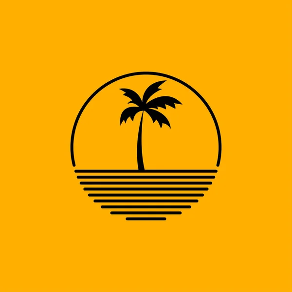 Logo Icône Une Île Exotique Les Cocotiers Sont Objet Principal — Image vectorielle