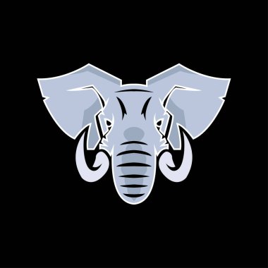 Fil kafasının renkli vektör çizimi. Ön manzara, logolar, tablolar, resimler, arka planlar için uygun. 10 saniye.