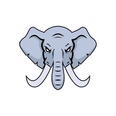 Fil kafasının renkli vektör çizimi. Ön manzara, logolar, tablolar, resimler, arka planlar için uygun. 10 saniye.