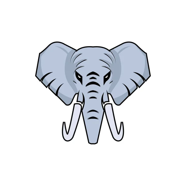 Кольорова Векторна Ілюстрація Голови Слона Вид Спереду Підходить Логотипів Картин — стоковий вектор