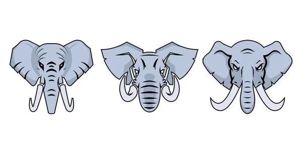 Ilustração Vetorial Colorida Cabeça Elefante Vista Frontal Adequado Para Logotipos — Vetor de Stock