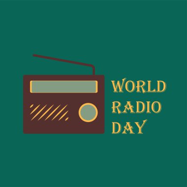 Dünya Radyo Günü Vektör İllüstrasyonu. 13 Şubat 'ta poster ve arka plan için düzenleniyor. Basit 10 pound.