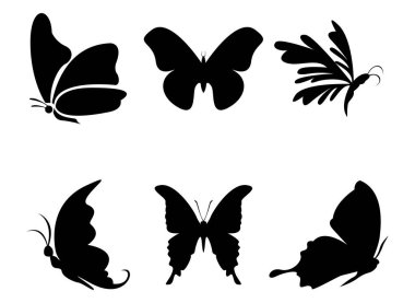 Altı simge, logo, kelebek silueti, basit dizayn seti, vektör 10