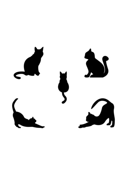 Coleção Silhuetas Gato Ilustrações Vetoriais Ícones Logotipos — Vetor de Stock