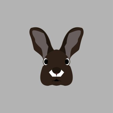 Gri arkaplanda tavşan kafası logosu tasarımı izole edildi