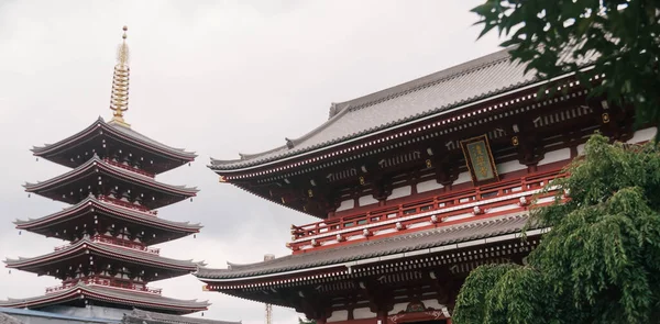 Храм Асакуса Япония Серым Небом — стоковое фото