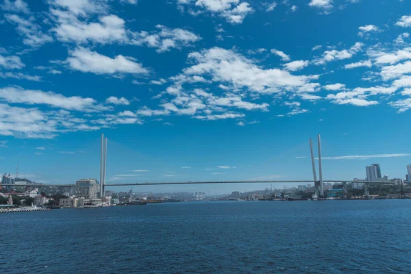 Horizonte Del Puente Vladivostok Rusia — Foto de Stock