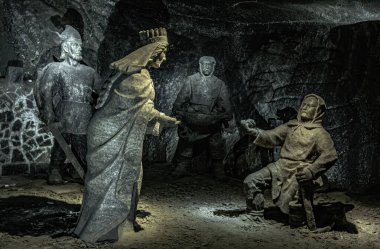 Aşağıdaki tuz madenindeki heykeller büyüleyici sanat eserleridir. Bunların çoğu tuzdan yapılmıştır. İnsan figürleri, hayvanlar, tarihten sahneler ve önemli tarihsel figürlerin anıtlarını tasvir ederler.