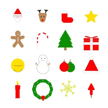 Mutlu Noeller ve mutlu yeni yıl ikonları. Mutlu Noeller ve mutlu yeni yıl ikonları. vektör ve çizer eps10.