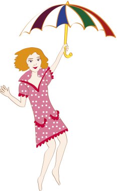 Mary üzerinde bir şemsiye uçar