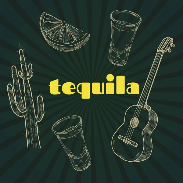 Articoli del partito di tequila — Vettoriale Stock