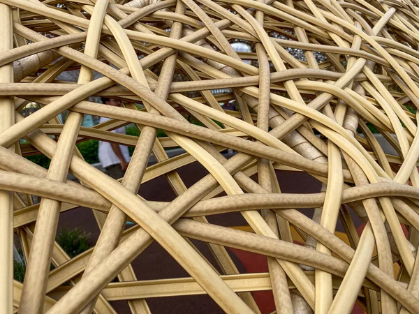 Doğal kahverengi dokuma ahşap malzemesinden yaratılan soyut doku ve desen.