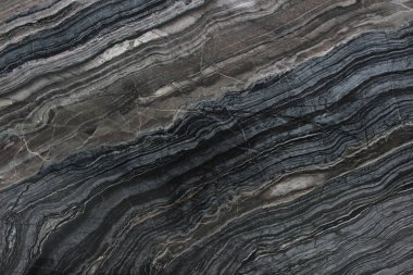 Çin 'den gelen gümüş dalga mermer dokusu zarif siyah, gri ve beyaz yatay damar desenleri içerir..