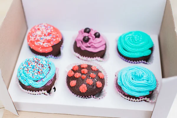 Cupcakes de chocolate decorados — Foto de Stock