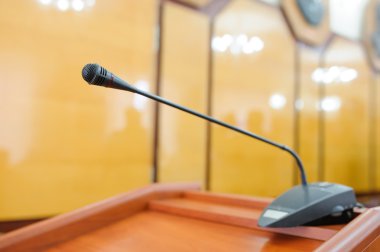 Bir seyirci önünde bir mikrofon