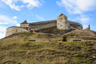 Merkezine, Transilvanya, Brasov, Romanya, Aralık, 2014 yılında Ortaçağ Kalesi