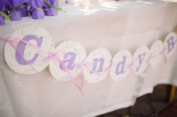 Configurações de mesa de decoração de casamento doce — Fotografia de Stock