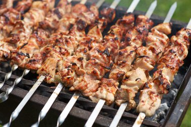 Barbekü üzerinde ızgara kebab