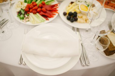 Tablo ayarı tabak, kaşık, çatal ve bıçak