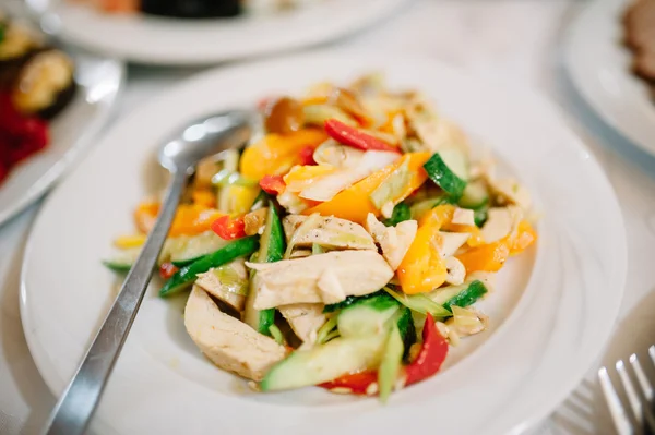 Salad. Table full of food at a restaurant. — Stock Photo, Image