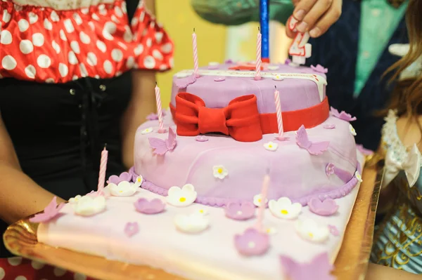 Decoração de aniversário do bebê ou bolo de chá de bebê — Fotografia de Stock
