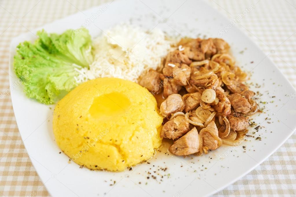 Mamaliga With Cottage Cheese and Pork