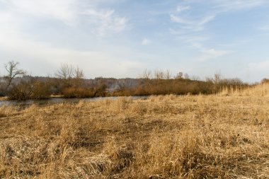 Kuru çim sahada yanan